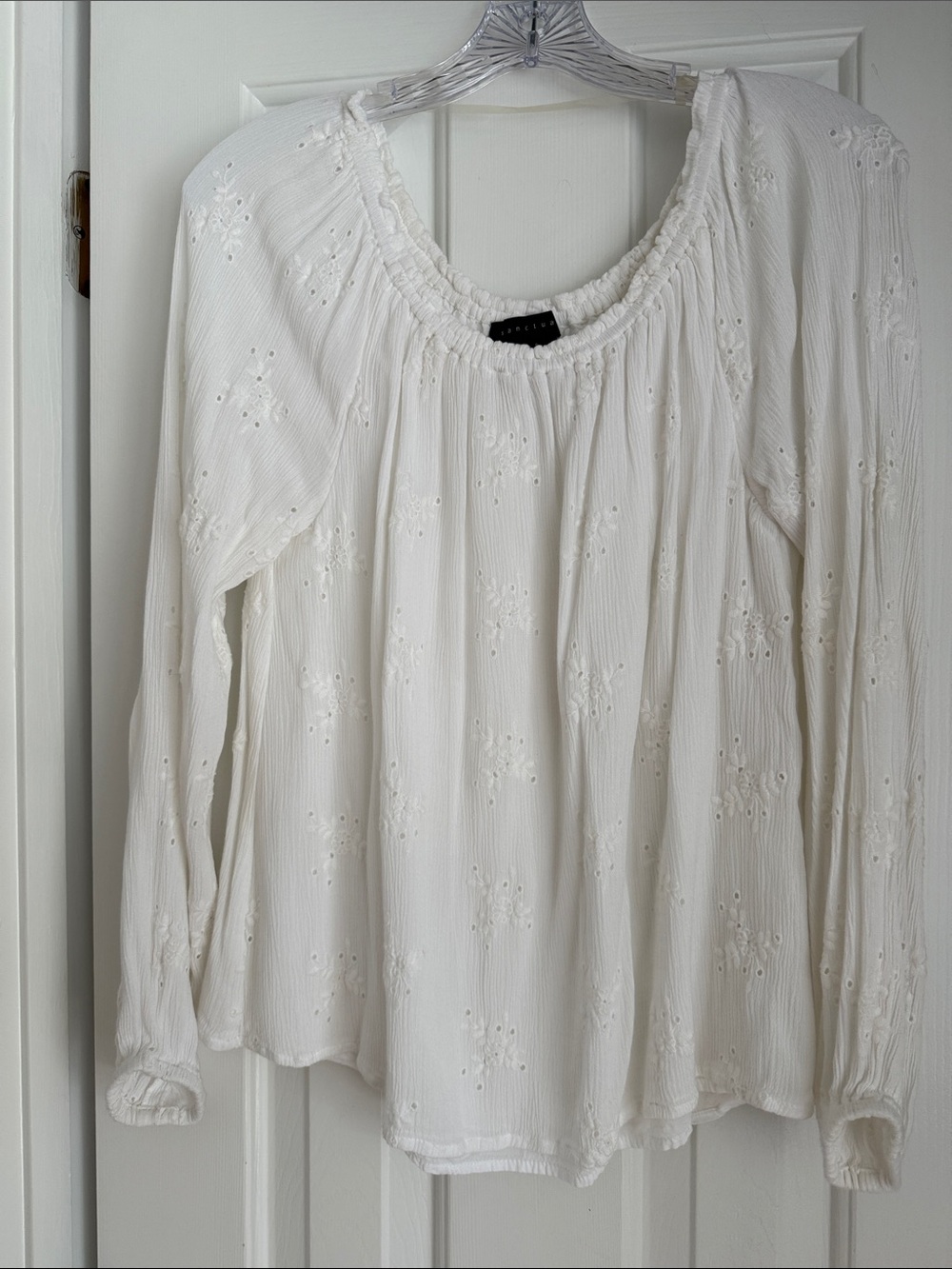 White Eyelet Peasant Blouse-Size Small